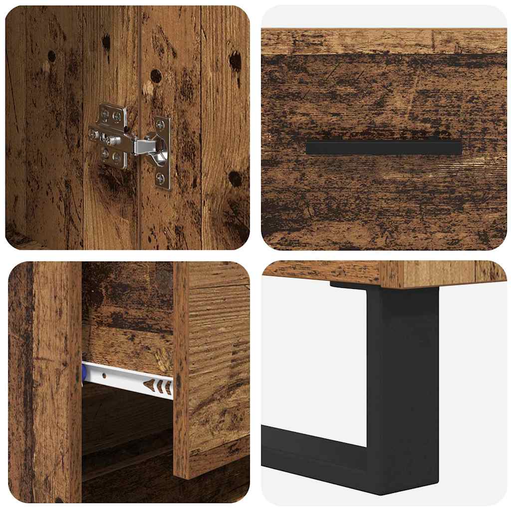 Bufet Lemn Vechi 69,5 x 34 x 180 cm Lemn Stratificat si Sticla — imaginea 12