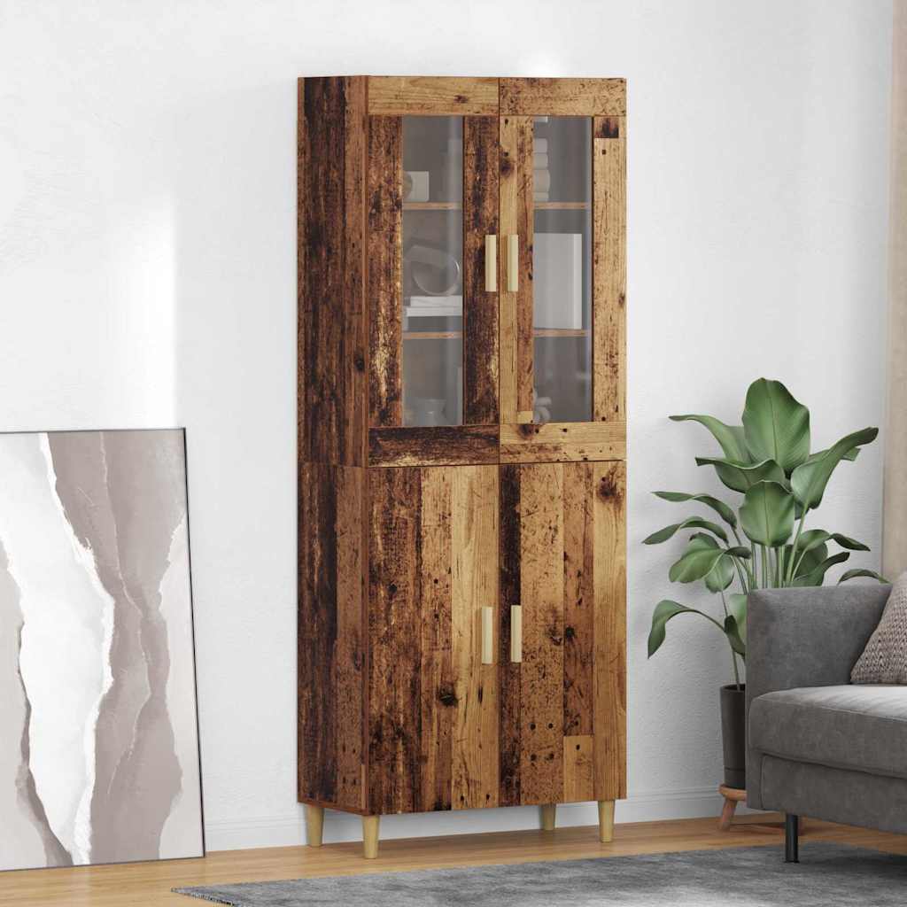 Bufet Lemn Vechi 69,5 x 34 x 180 cm Lemn Stratificat si Sticla — imaginea 2
