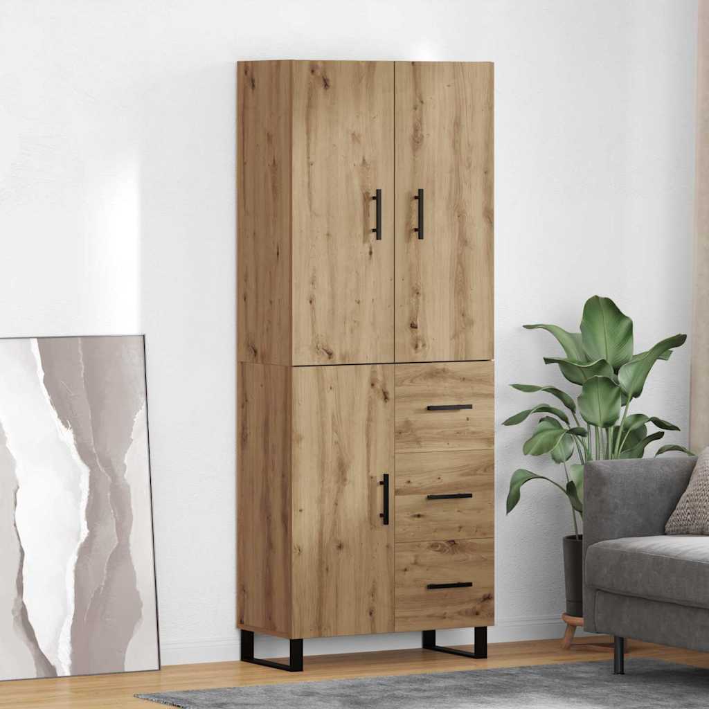 Bufet 2 pcs Stejar Artizanal Lemn Stratificat si Sticla — imaginea 2