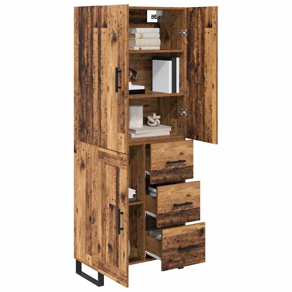 Bufet cu sertar 2 pcs Lemn Vechi Lemn Stratificat si Sticla — imaginea 4