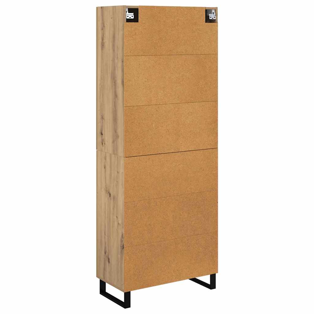 Bufet 2 pcs Stejar Artizanal Lemn Stratificat si Sticla — imaginea 3