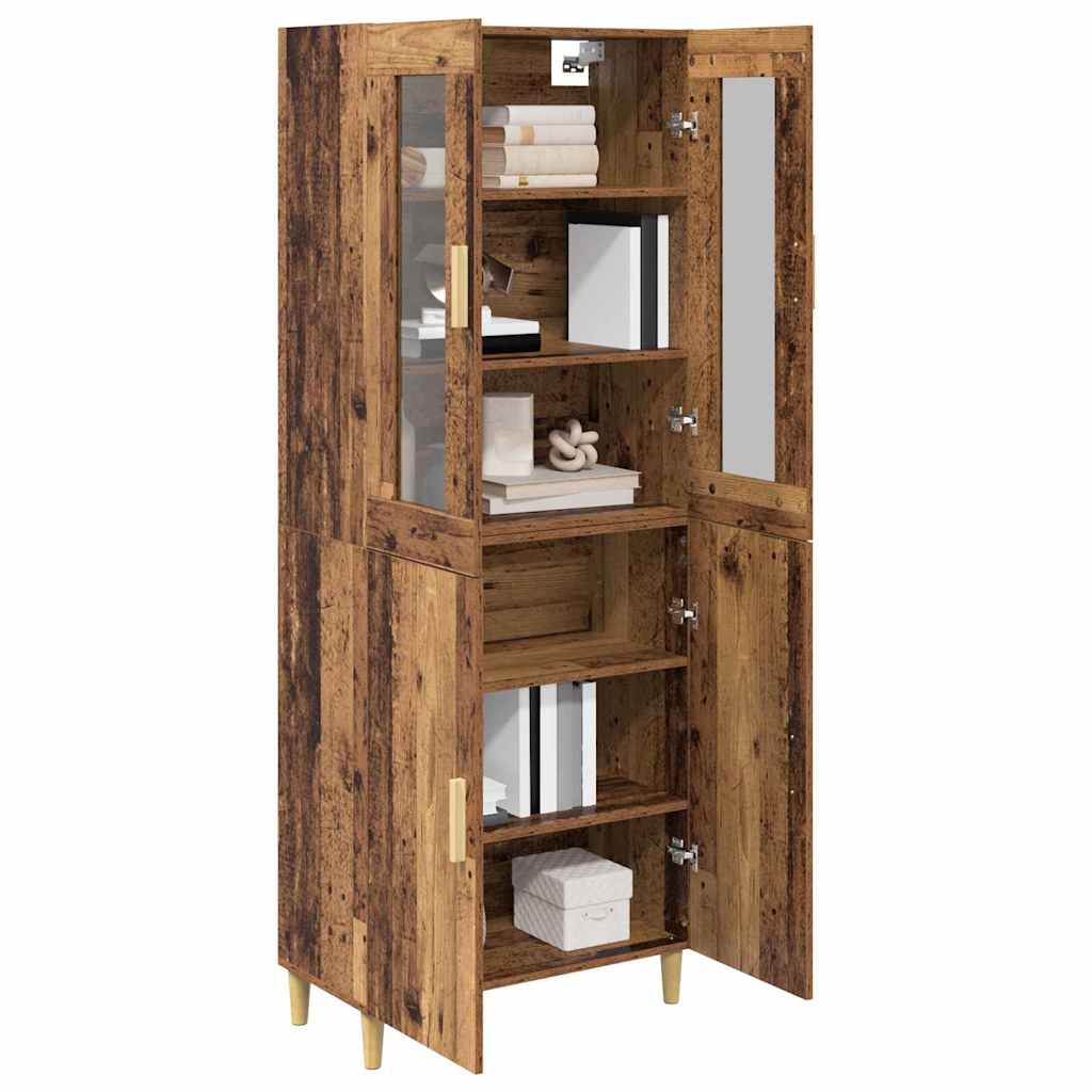 Bufet Lemn Vechi 69,5 x 34 x 180 cm Lemn Stratificat si Sticla — imaginea 4