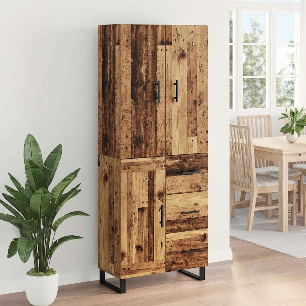 Bufet cu sertar 2 pcs Lemn Vechi Lemn Stratificat si Sticla — imaginea 5