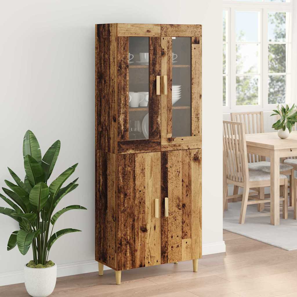 Bufet Lemn Vechi 69,5 x 34 x 180 cm Lemn Stratificat si Sticla — imaginea 5