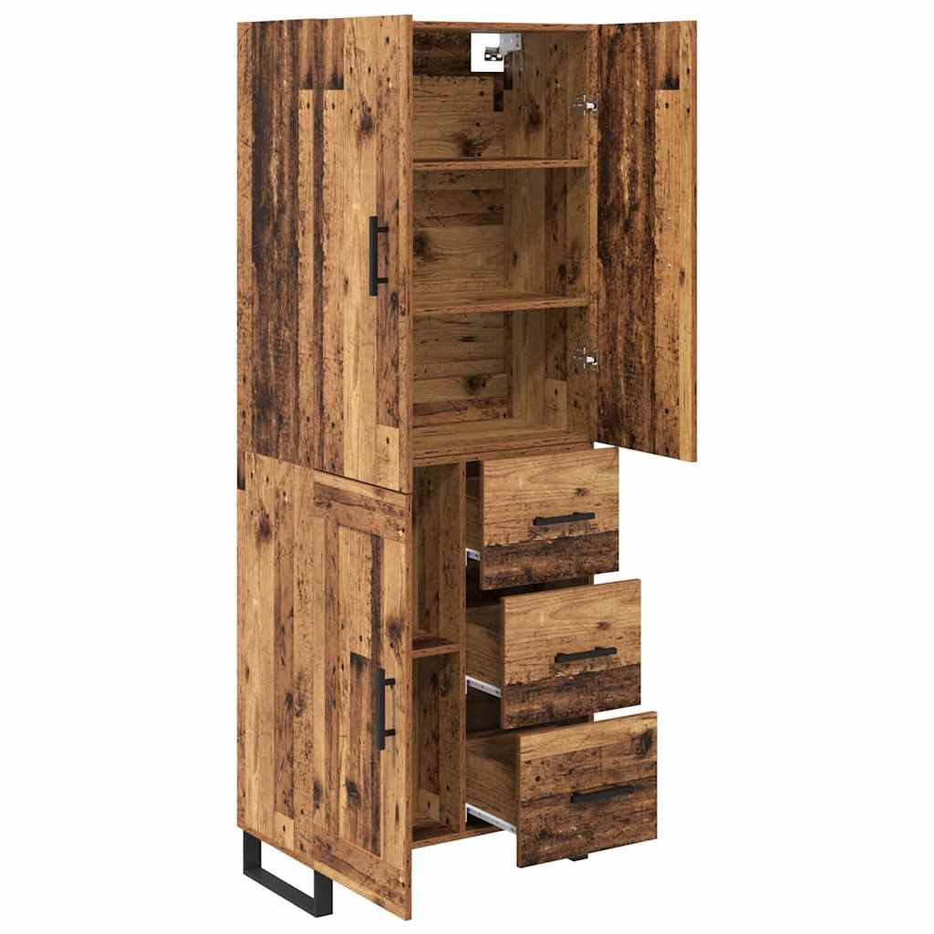 Bufet cu sertar 2 pcs Lemn Vechi Lemn Stratificat si Sticla — imaginea 6