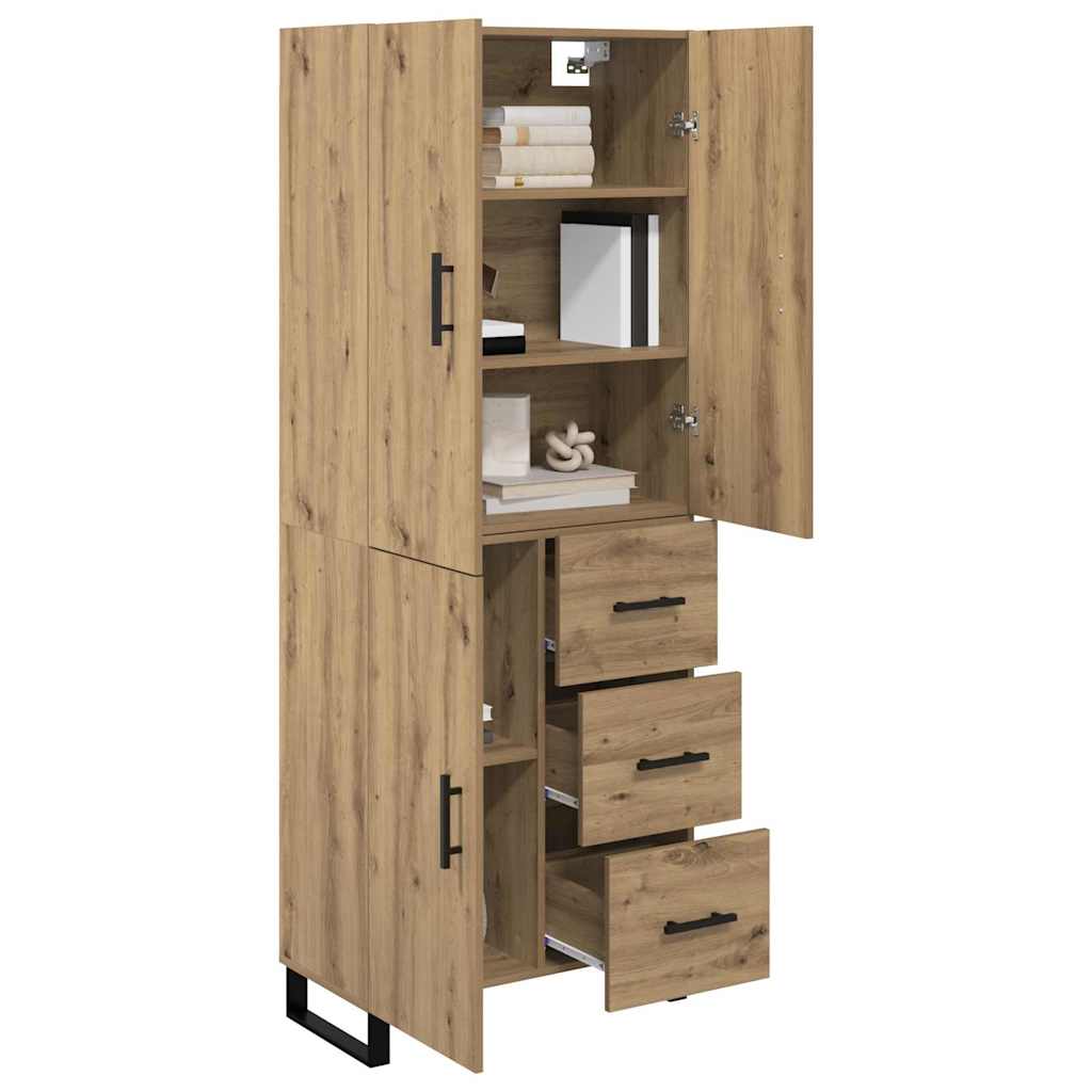 Bufet 2 pcs Stejar Artizanal Lemn Stratificat si Sticla — imaginea 4
