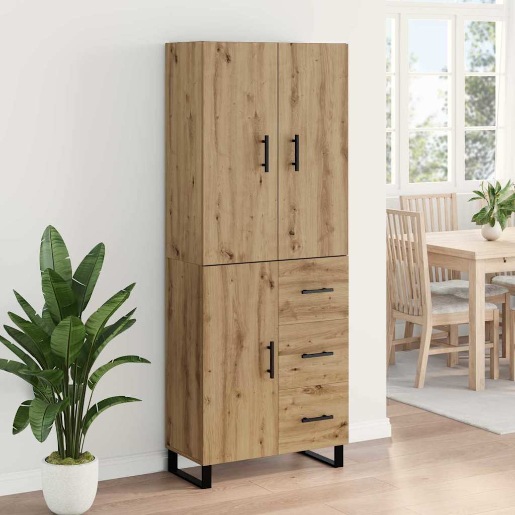 Bufet 2 pcs Stejar Artizanal Lemn Stratificat si Sticla — imaginea 5