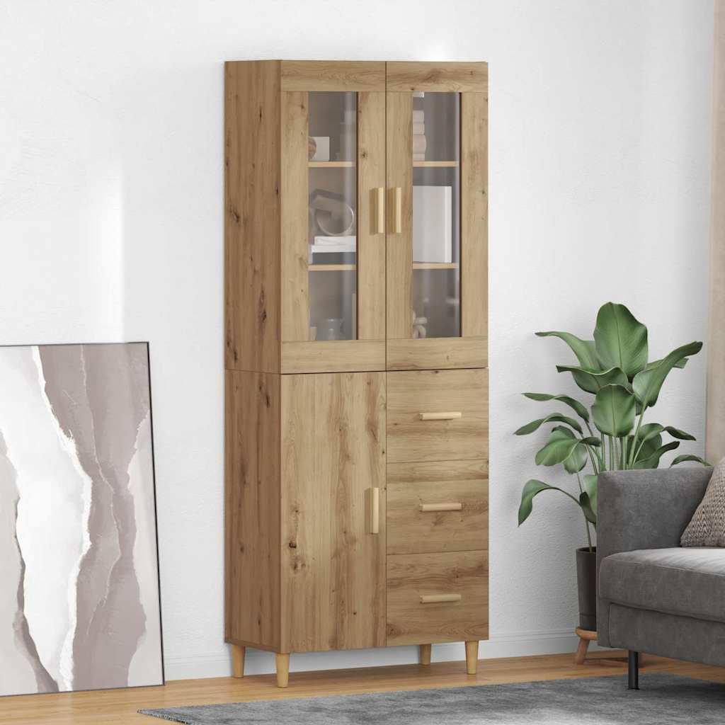 Bufet Stejar Artizanal 69,5 x 34 x 180 cm Lemn compozit — imaginea 2