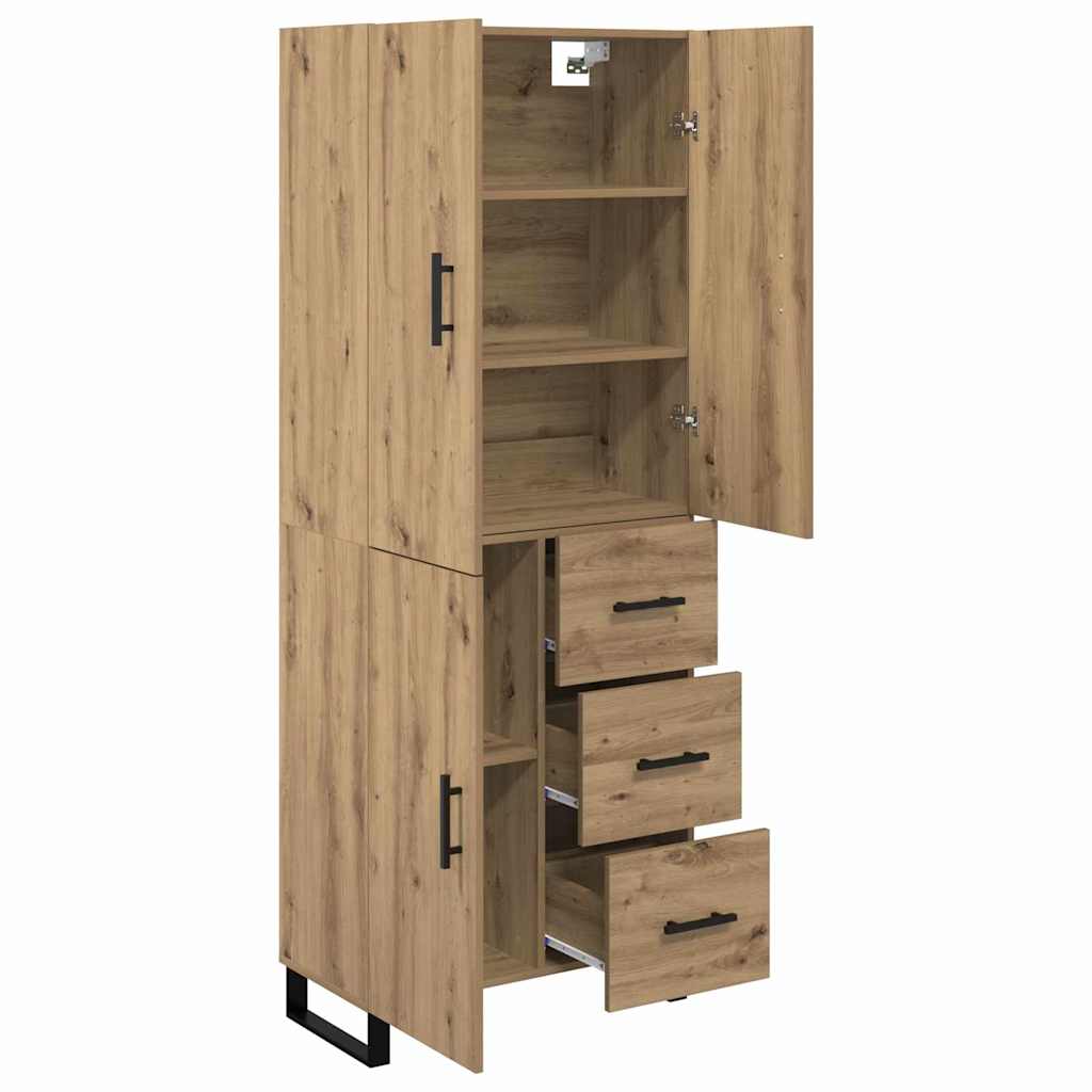 Bufet 2 pcs Stejar Artizanal Lemn Stratificat si Sticla — imaginea 6