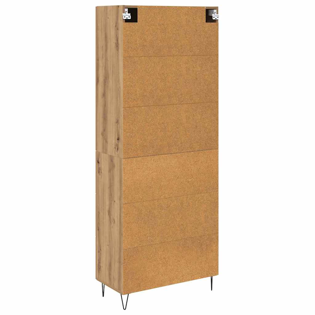 Bufet 2 pcs Stejar Artizanal Lemn Stratificat si Sticla — imaginea 11