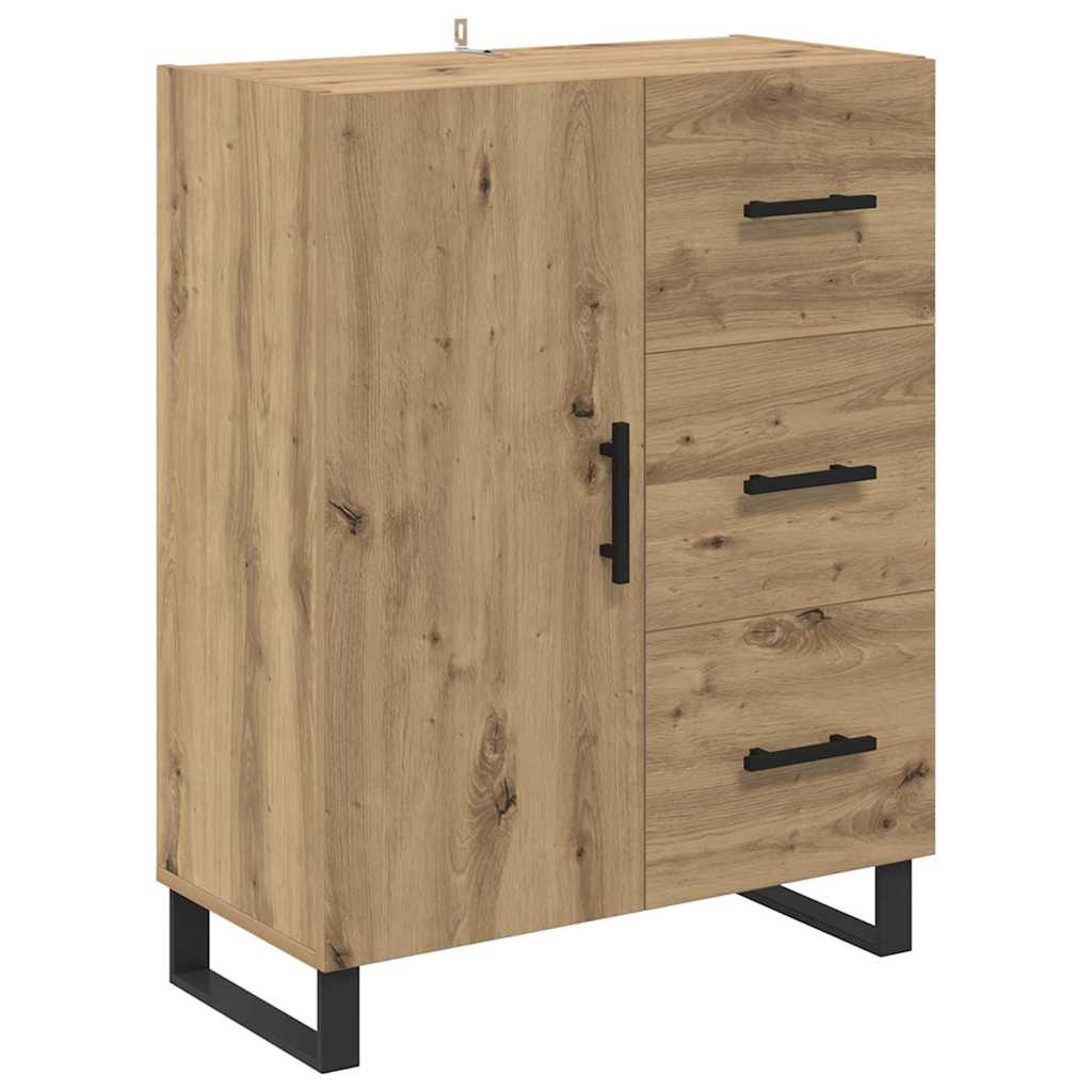 Bufet 2 pcs Stejar Artizanal Lemn Stratificat si Sticla — imaginea 7