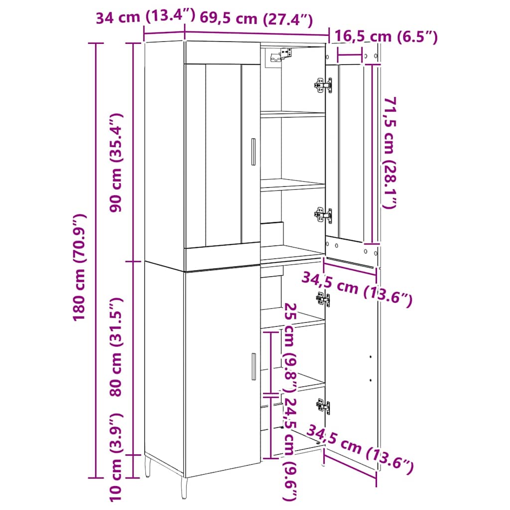Bufet 2 pcs Lemn Vechi Lemn Stratificat si Sticla — imaginea 13