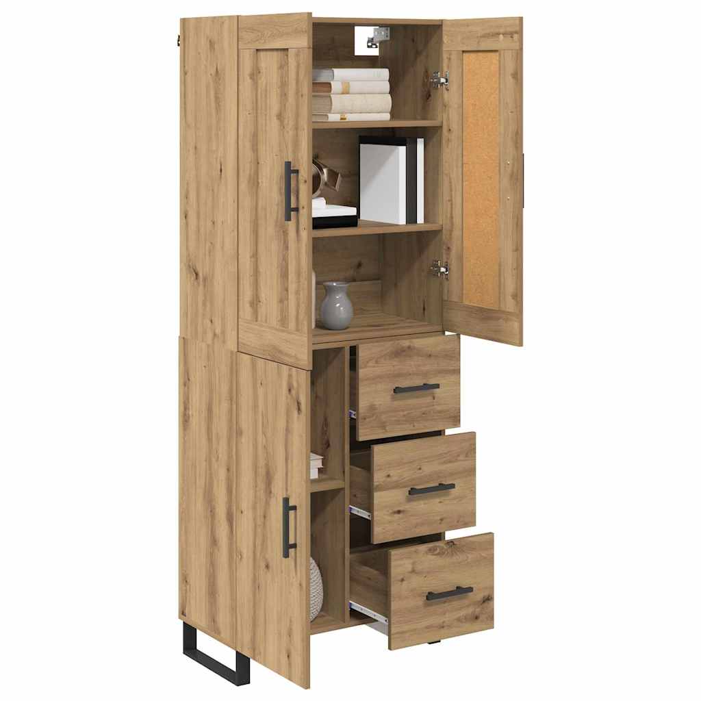 Bufet 2 pcs Stejar Artizanal Lemn Stratificat si Sticla — imaginea 4