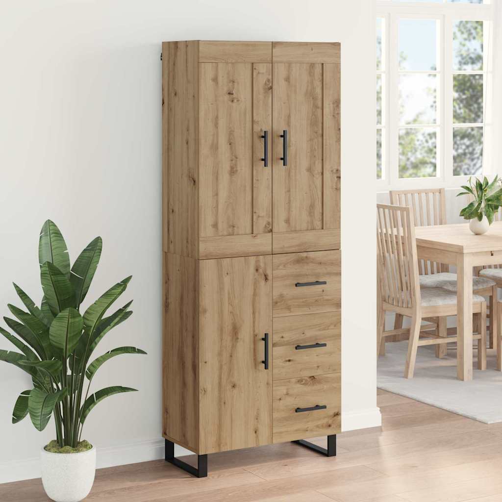 Bufet 2 pcs Stejar Artizanal Lemn Stratificat si Sticla — imaginea 5