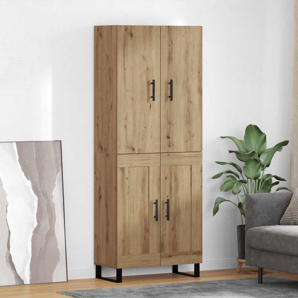 Bufet 2 pcs Stejar Artizanal Lemn Stratificat si Sticla — imaginea 2