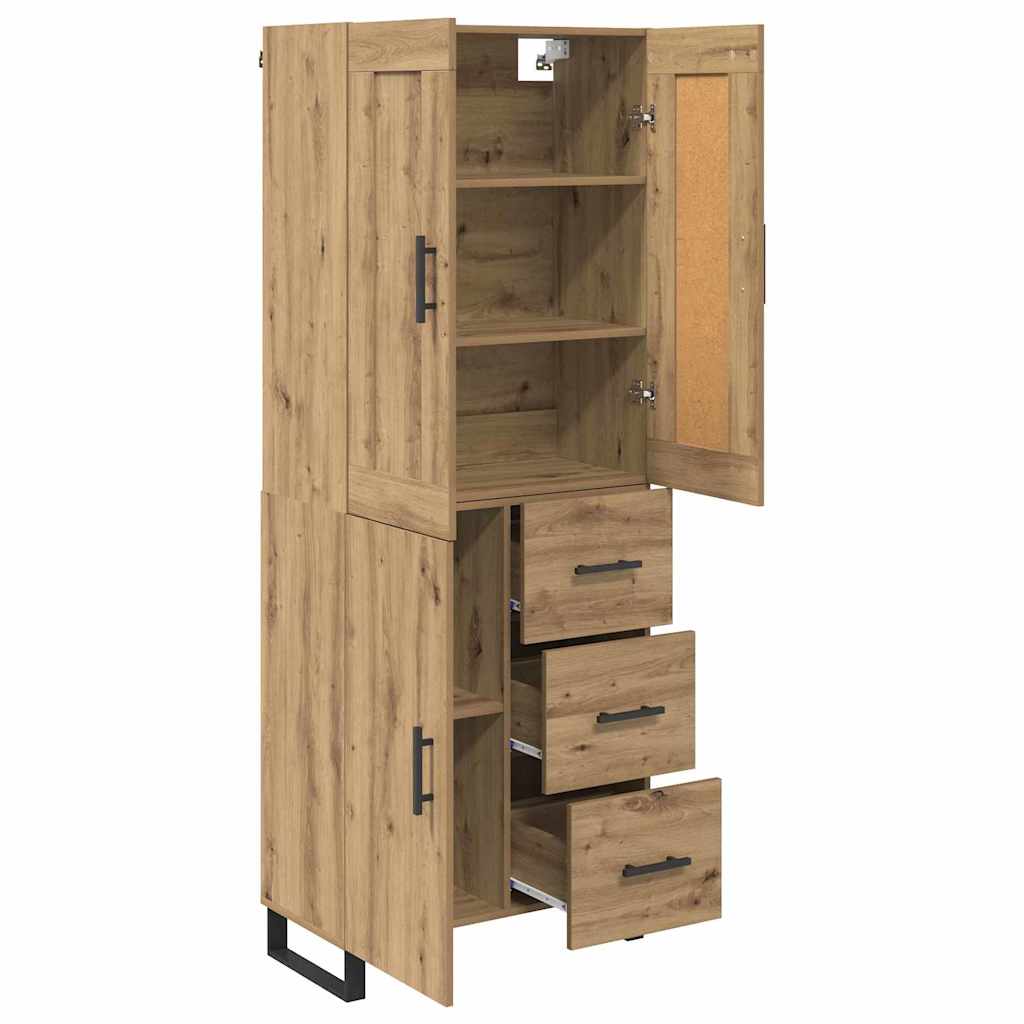 Bufet 2 pcs Stejar Artizanal Lemn Stratificat si Sticla — imaginea 6