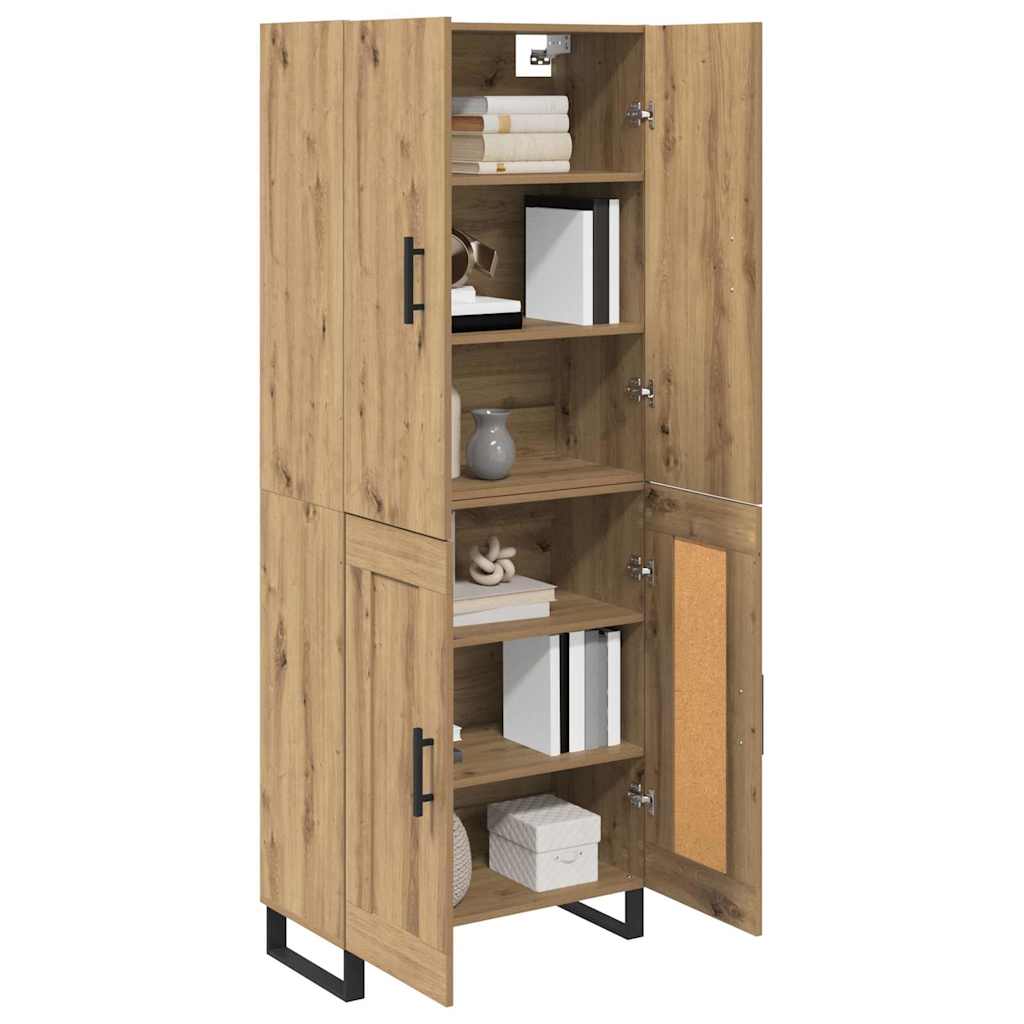Bufet 2 pcs Stejar Artizanal Lemn Stratificat si Sticla — imaginea 4