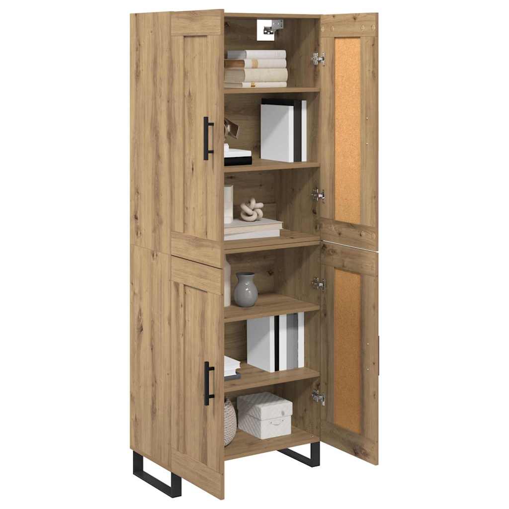 Bufet 2 pcs Stejar Artizanal Lemn Stratificat si Sticla — imaginea 4