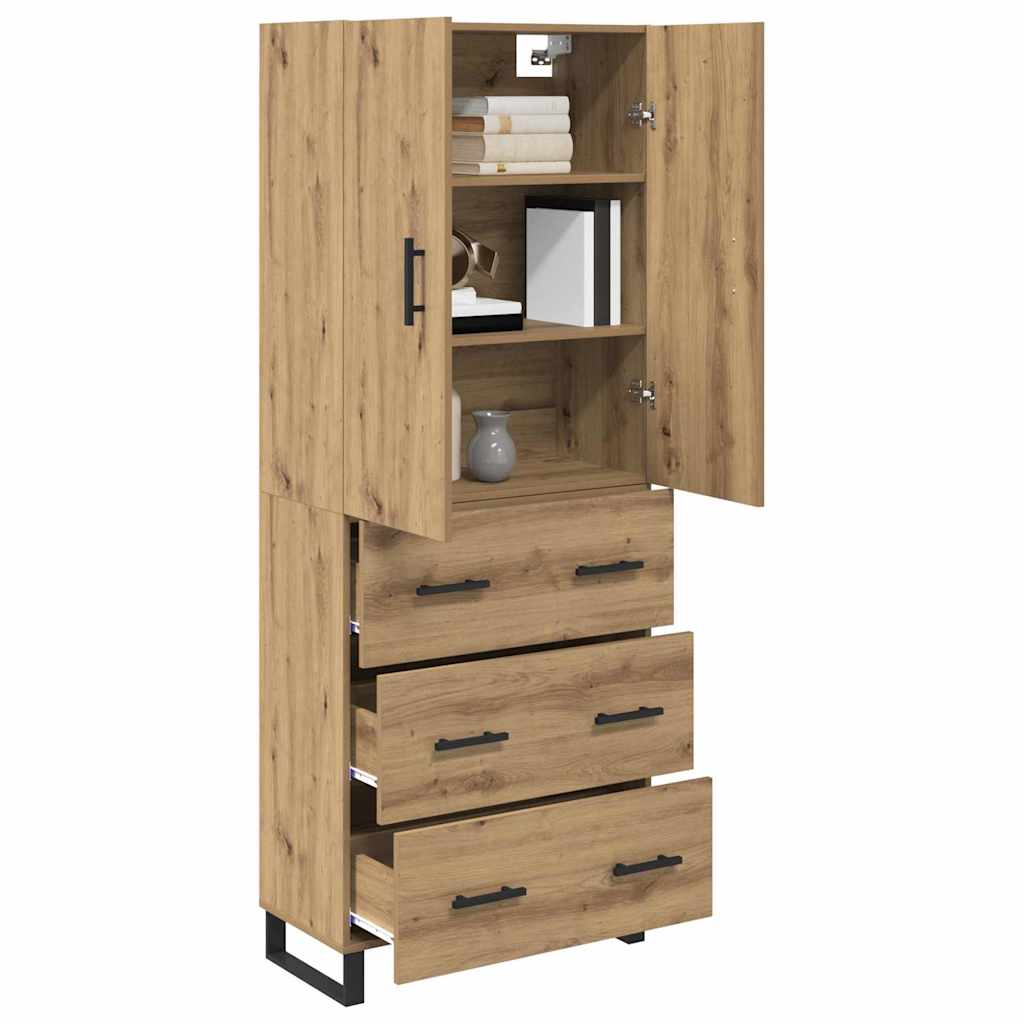Bufet 2 pcs Stejar Artizanal Lemn Stratificat si Sticla — imaginea 4