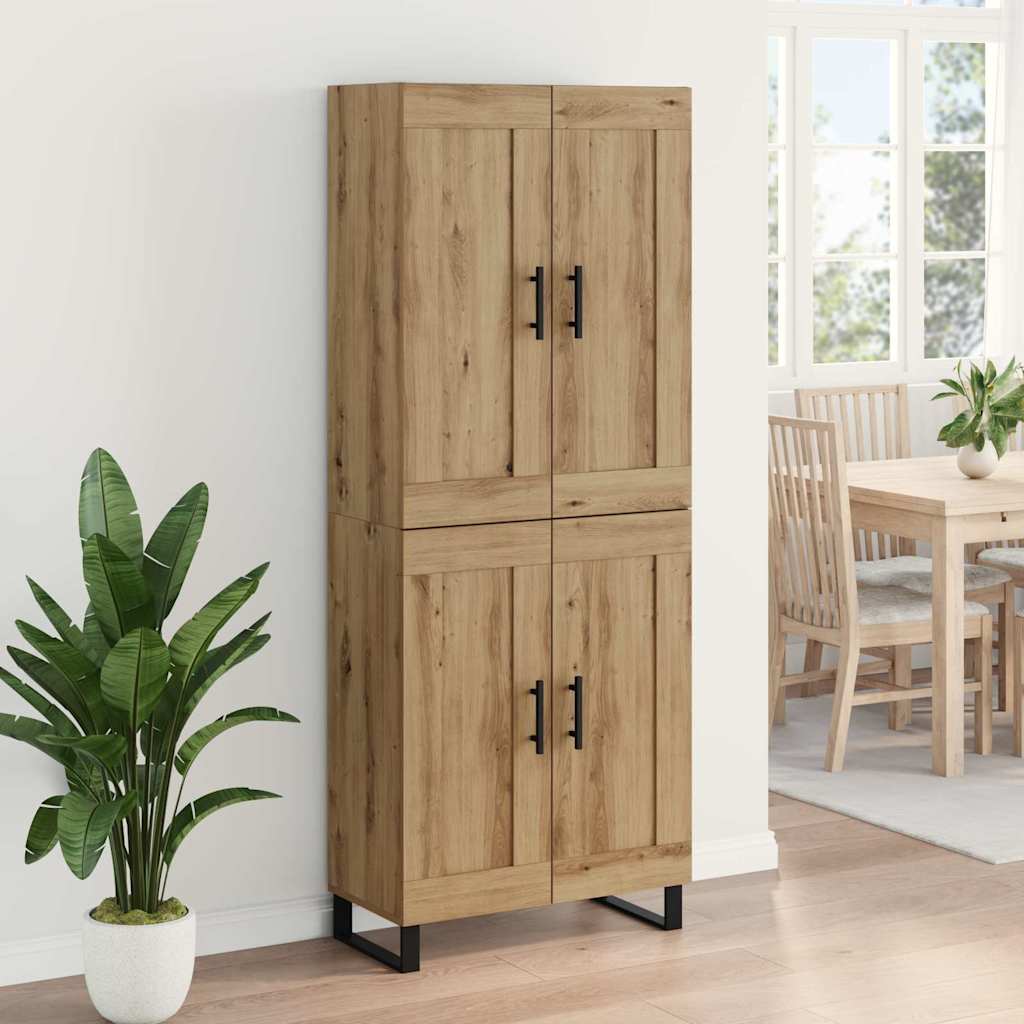 Bufet 2 pcs Stejar Artizanal Lemn Stratificat si Sticla — imaginea 5