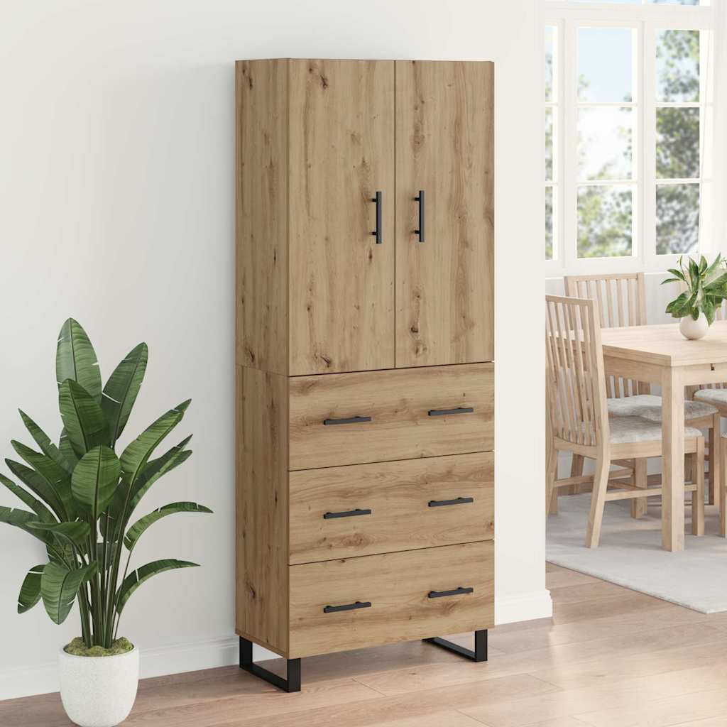 Bufet 2 pcs Stejar Artizanal Lemn Stratificat si Sticla — imaginea 5