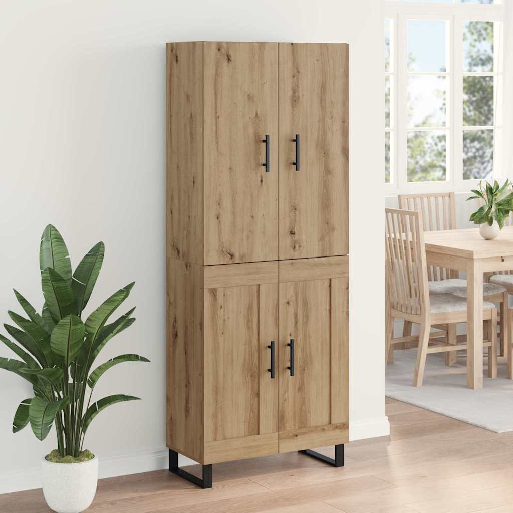 Bufet 2 pcs Stejar Artizanal Lemn Stratificat si Sticla — imaginea 6