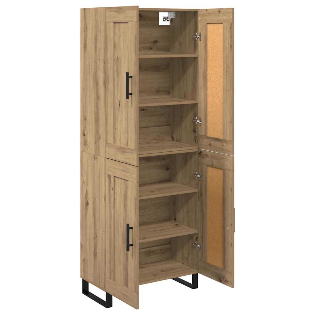 Bufet 2 pcs Stejar Artizanal Lemn Stratificat si Sticla — imaginea 6