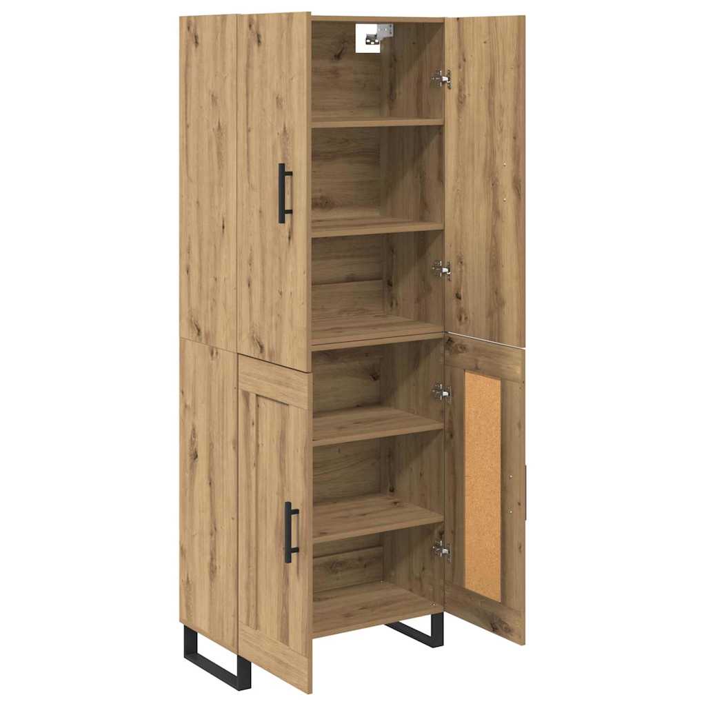 Bufet 2 pcs Stejar Artizanal Lemn Stratificat si Sticla — imaginea 7