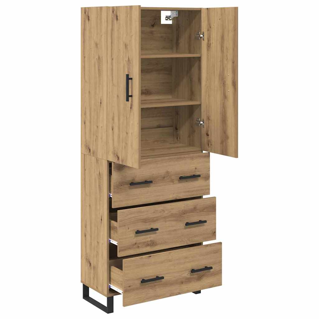 Bufet 2 pcs Stejar Artizanal Lemn Stratificat si Sticla — imaginea 6