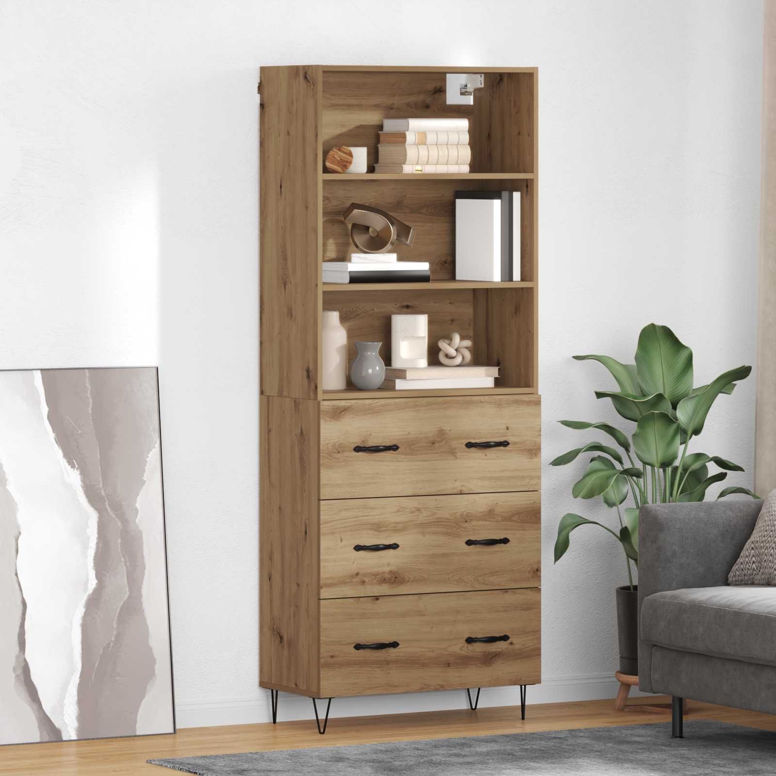 Bufet Stejar Artizanal 69,5 x 32,5 x 180 cm Lemn compozit — imaginea 2
