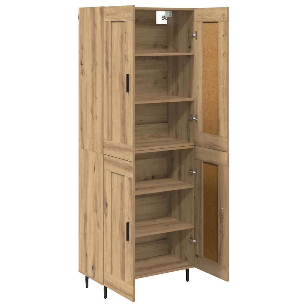 Bufet 2 pcs Stejar Artizanal Lemn Stratificat si Sticla