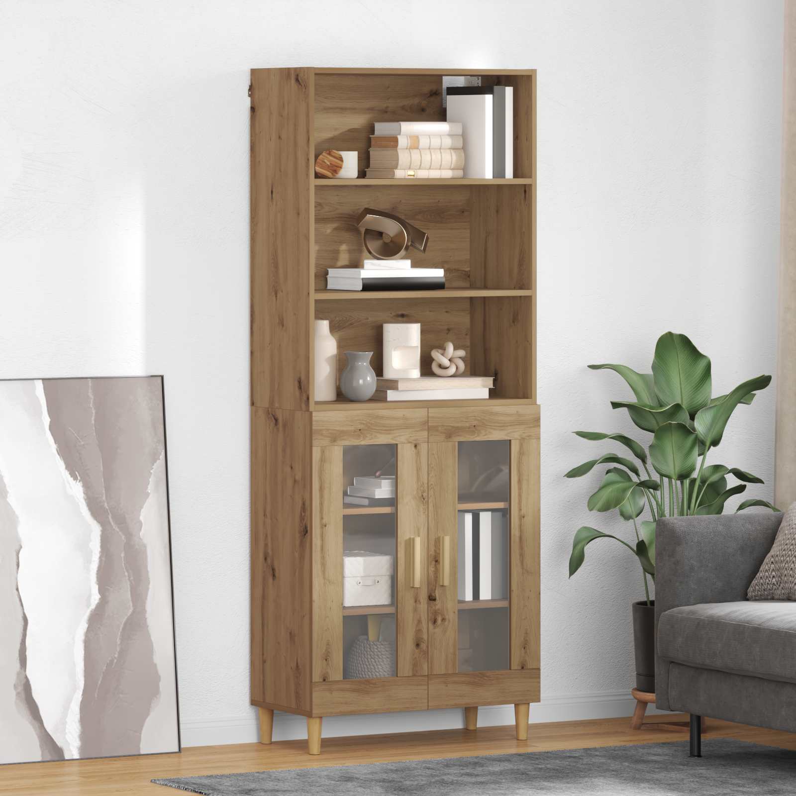 Bufet Stejar Artizanal 69,5 x 32,5 x 180 cm Lemn compozit — imaginea 2