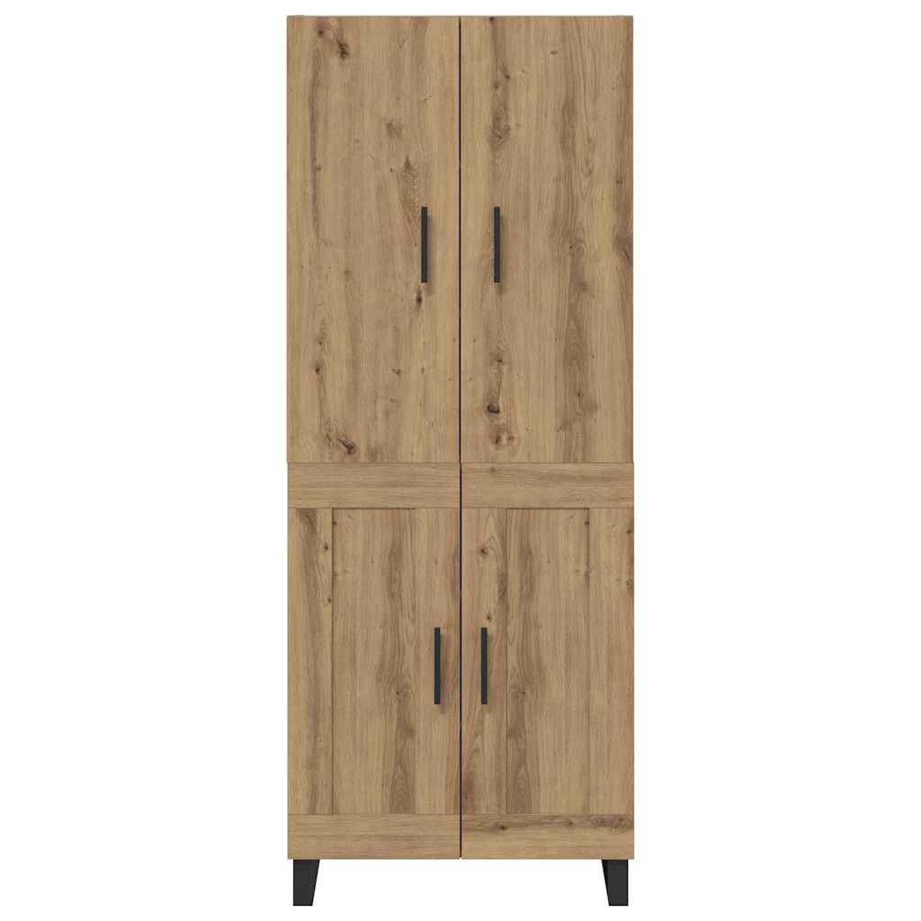 Bufet 2 pcs Stejar Artizanal Lemn Stratificat si Sticla — imaginea 10