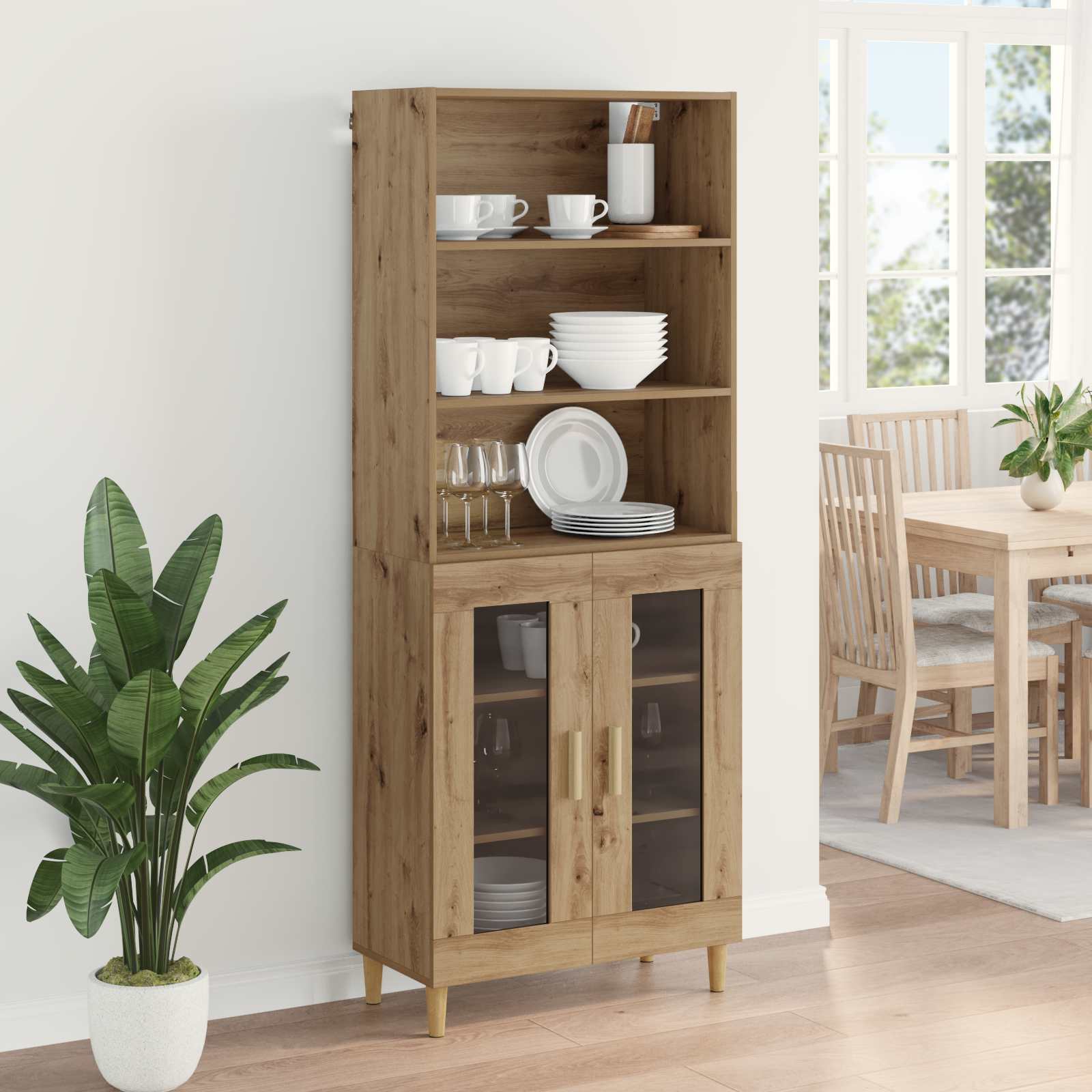 Bufet Stejar Artizanal 69,5 x 32,5 x 180 cm Lemn compozit — imaginea 4