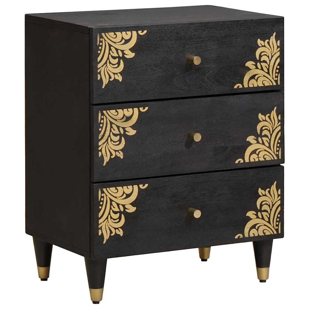 Noptiera Negru 50 x 33 x 62 cm Lemn de mango solid