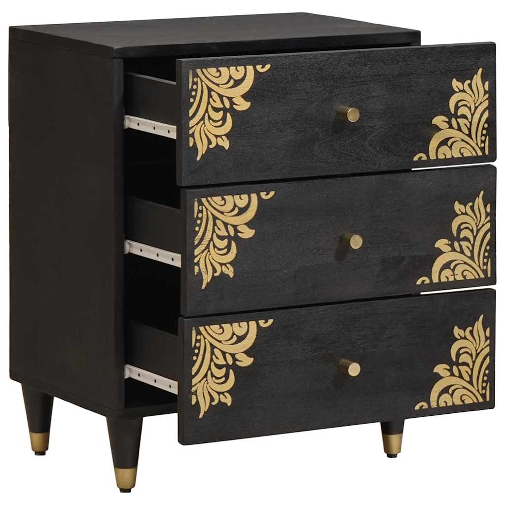Noptiera Negru 50 x 33 x 62 cm Lemn de mango solid — imaginea 3