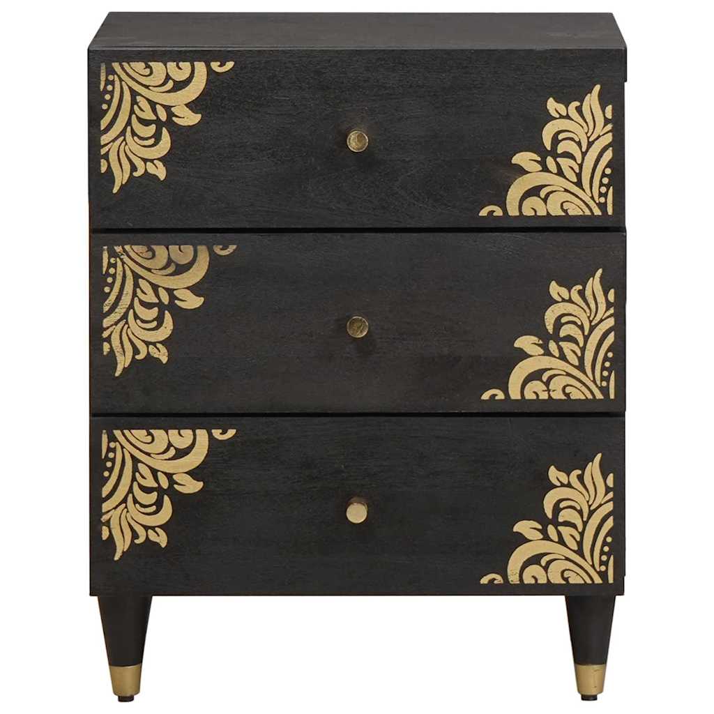 Noptiera Negru 50 x 33 x 62 cm Lemn de mango solid — imaginea 4
