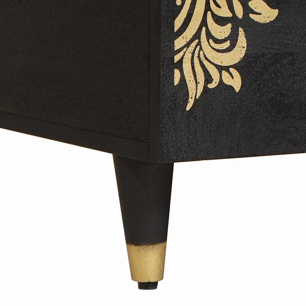 Masa de cafea Negru 80 x 54 x 40 cm Lemn de mango solid — imaginea 9