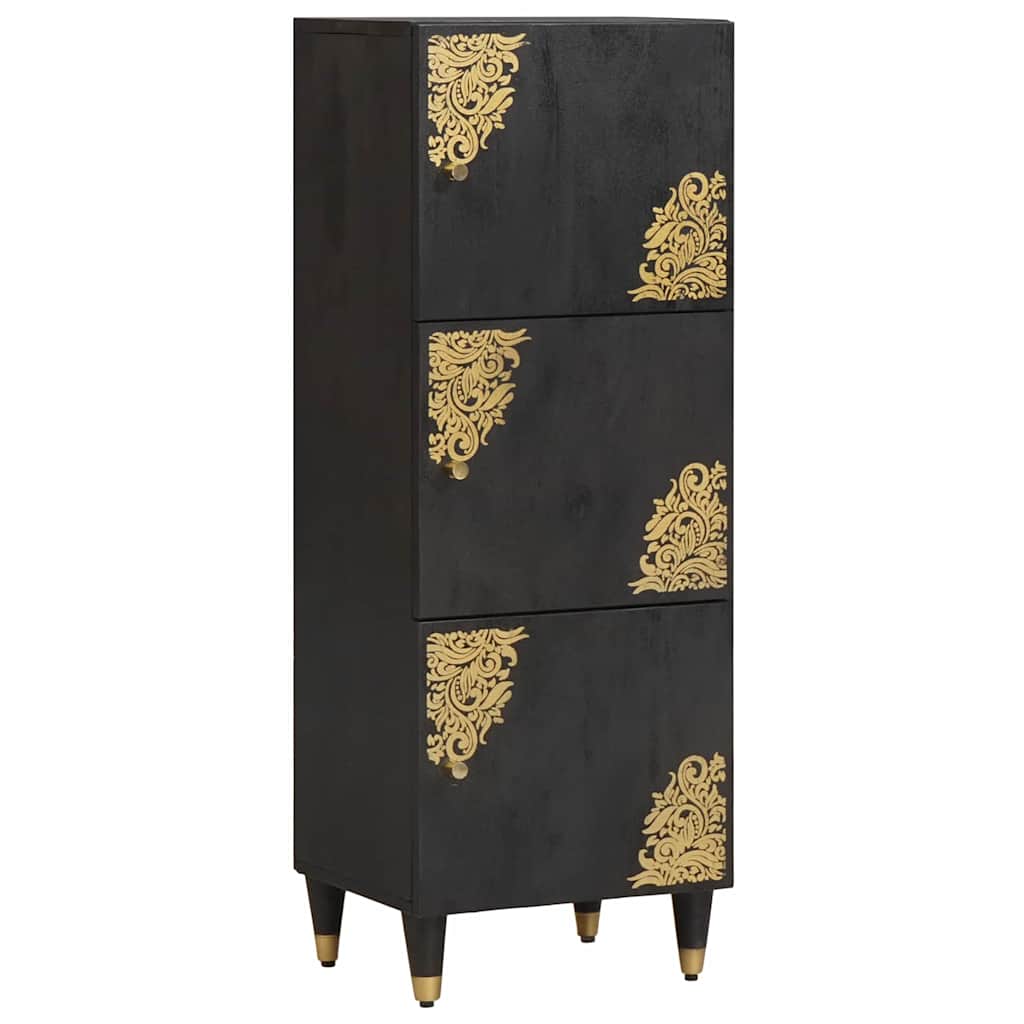 Bufet cu raft cu usa Negru 40 x 33 x 110 cm Lemn de mango solid