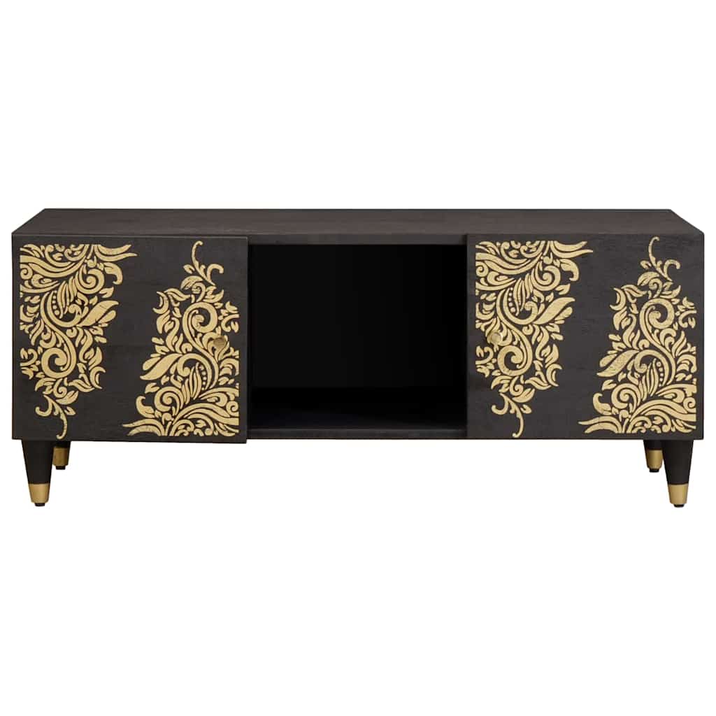 Masa de cafea Negru 100 x 54 x 40 cm Lemn de mango solid — imaginea 4