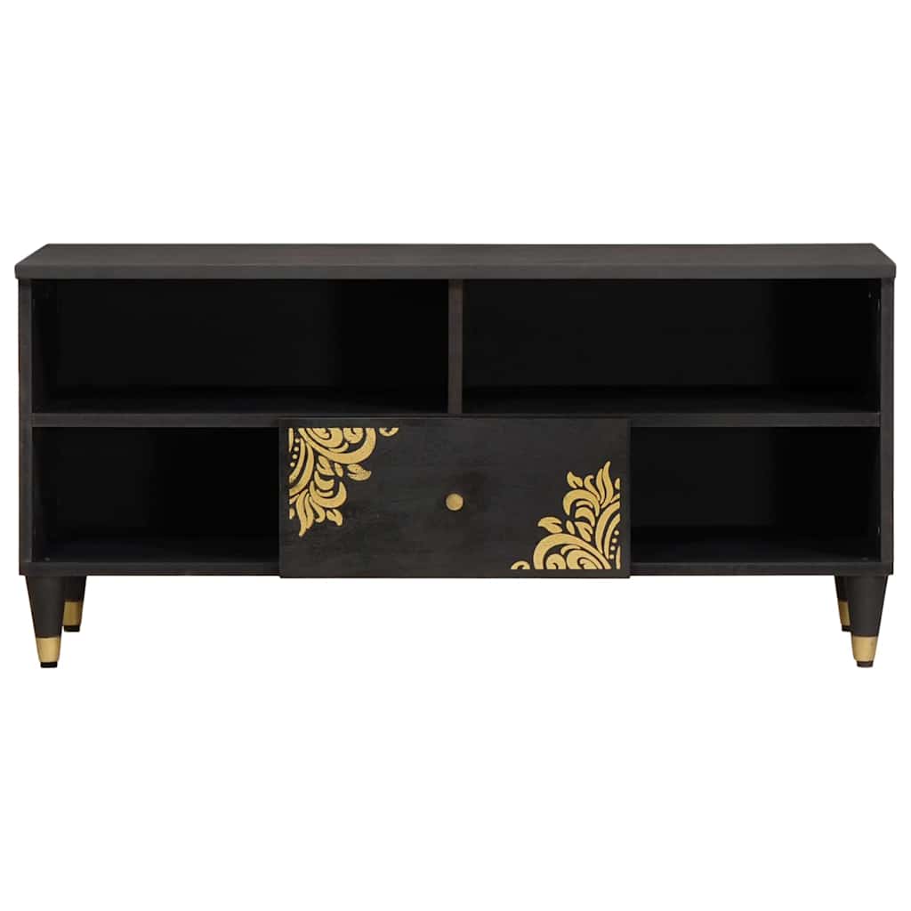 Cabinet TV cu sertar Negru 100 x 33 x 46 cm Lemn de mango solid — imaginea 4
