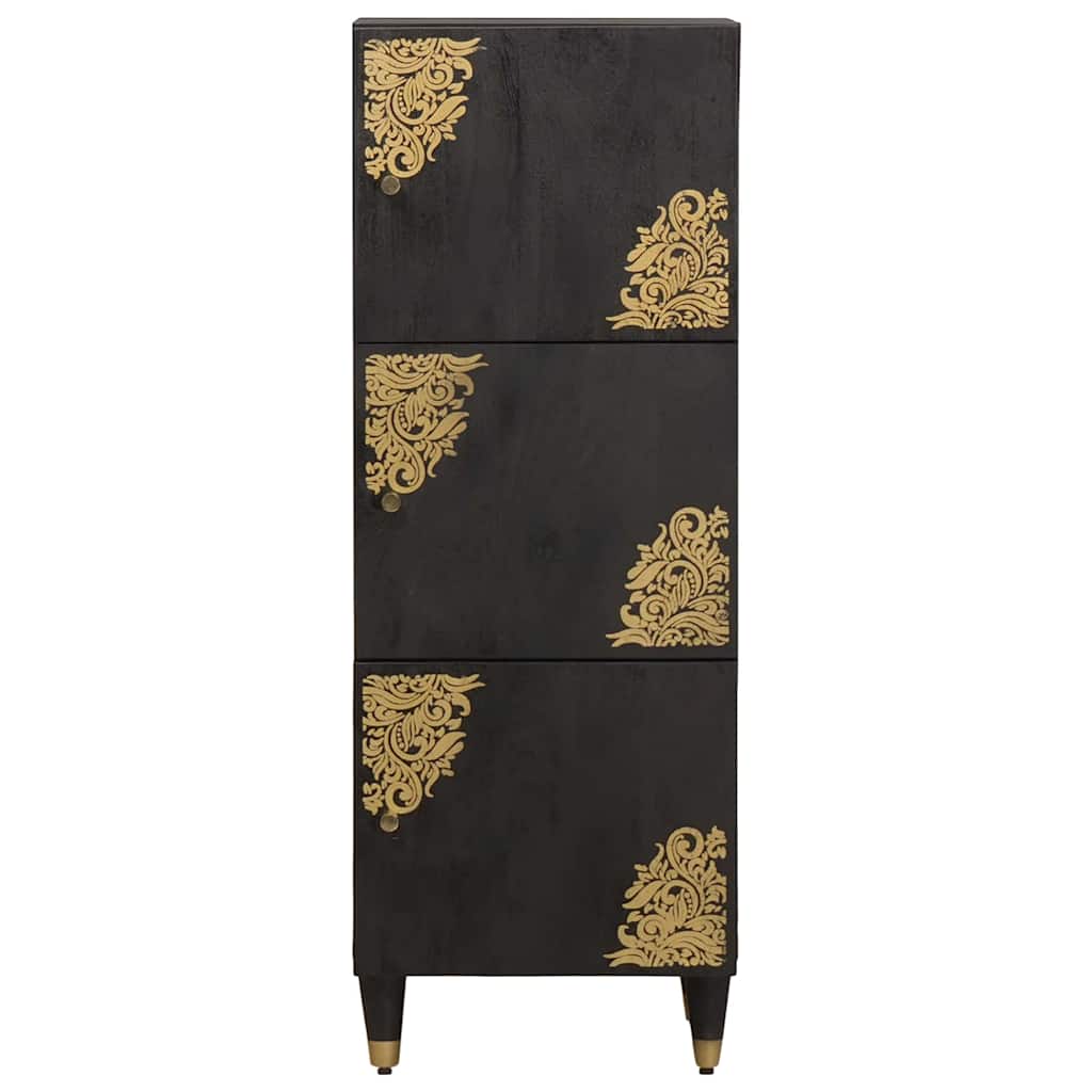 Bufet cu raft cu usa Negru 40 x 33 x 110 cm Lemn de mango solid — imaginea 4