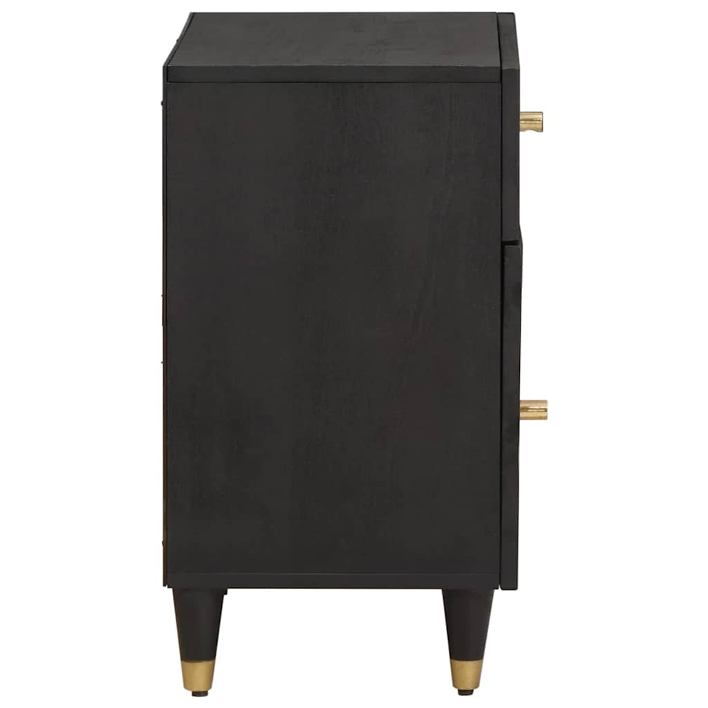 Noptiera cu usa Negru 50 x 33 x 60 cm Lemn de mango solid — imaginea 5