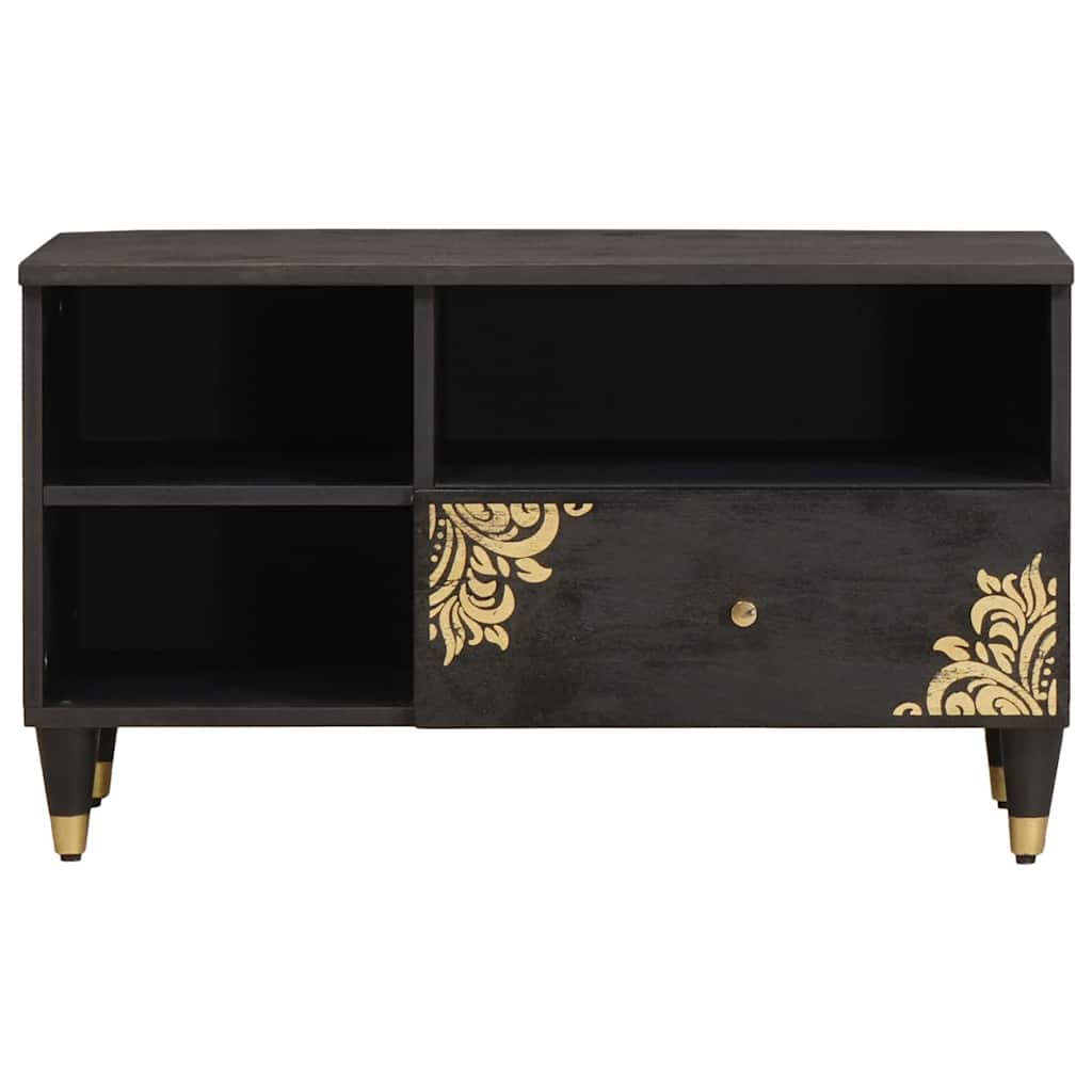 Cabinet TV cu sertar Negru 80 x 33 x 46 cm Lemn de mango solid — imaginea 4