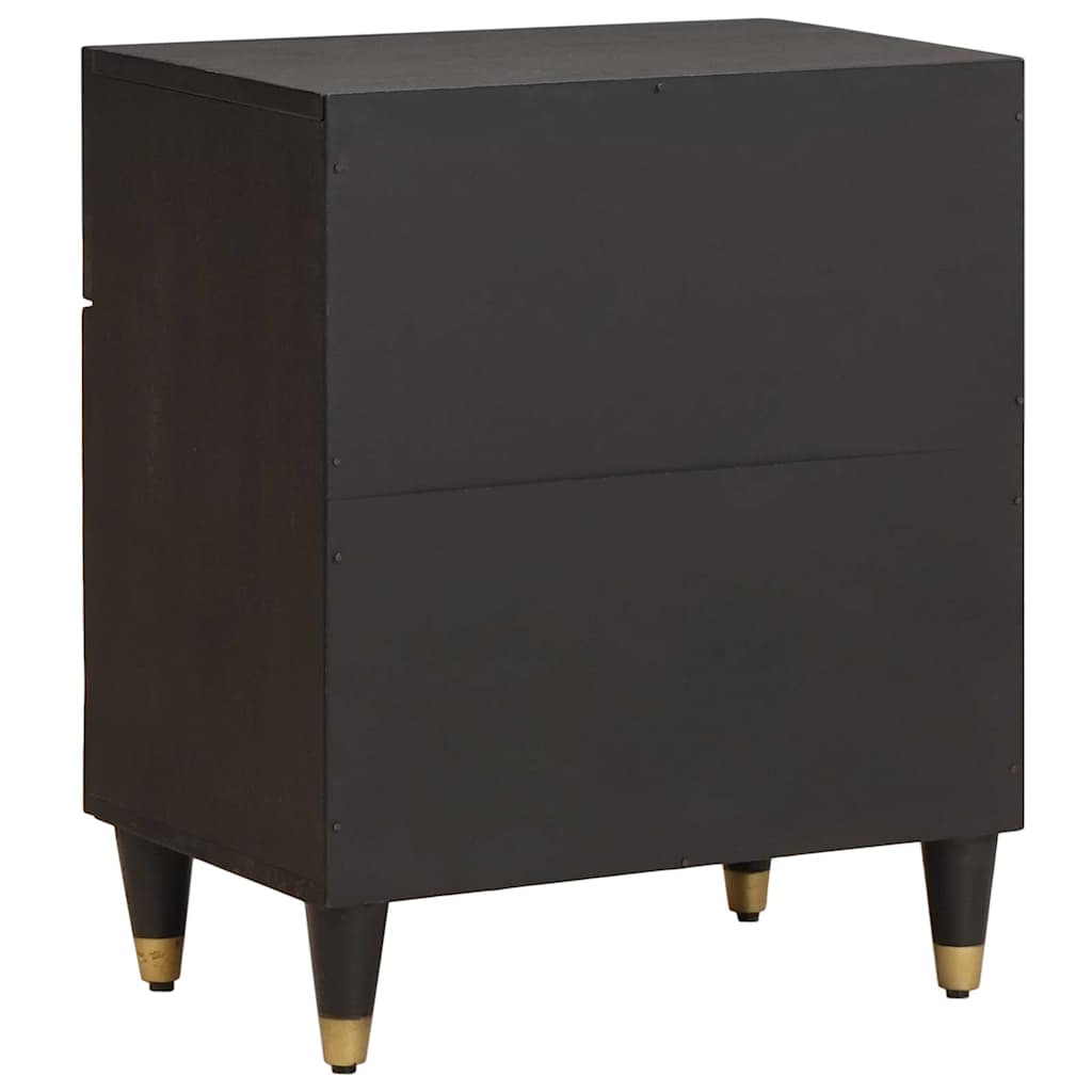 Noptiera cu usa Negru 50 x 33 x 60 cm Lemn de mango solid — imaginea 6