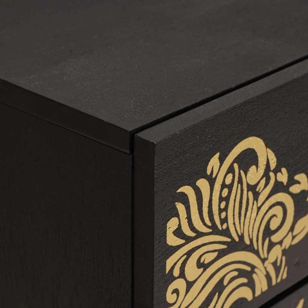 Noptiera cu usa Negru 50 x 33 x 60 cm Lemn de mango solid — imaginea 7