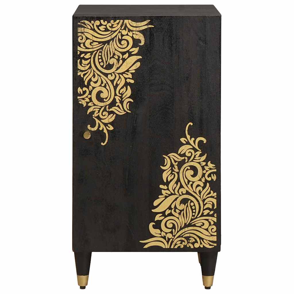 Bufet cu raft cu usa Negru 40 x 33 x 75 cm Lemn de mango solid — imaginea 4
