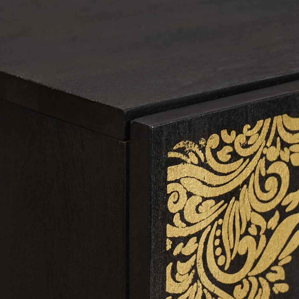 Bufet cu raft cu usa Negru 40 x 33 x 110 cm Lemn de mango solid — imaginea 7