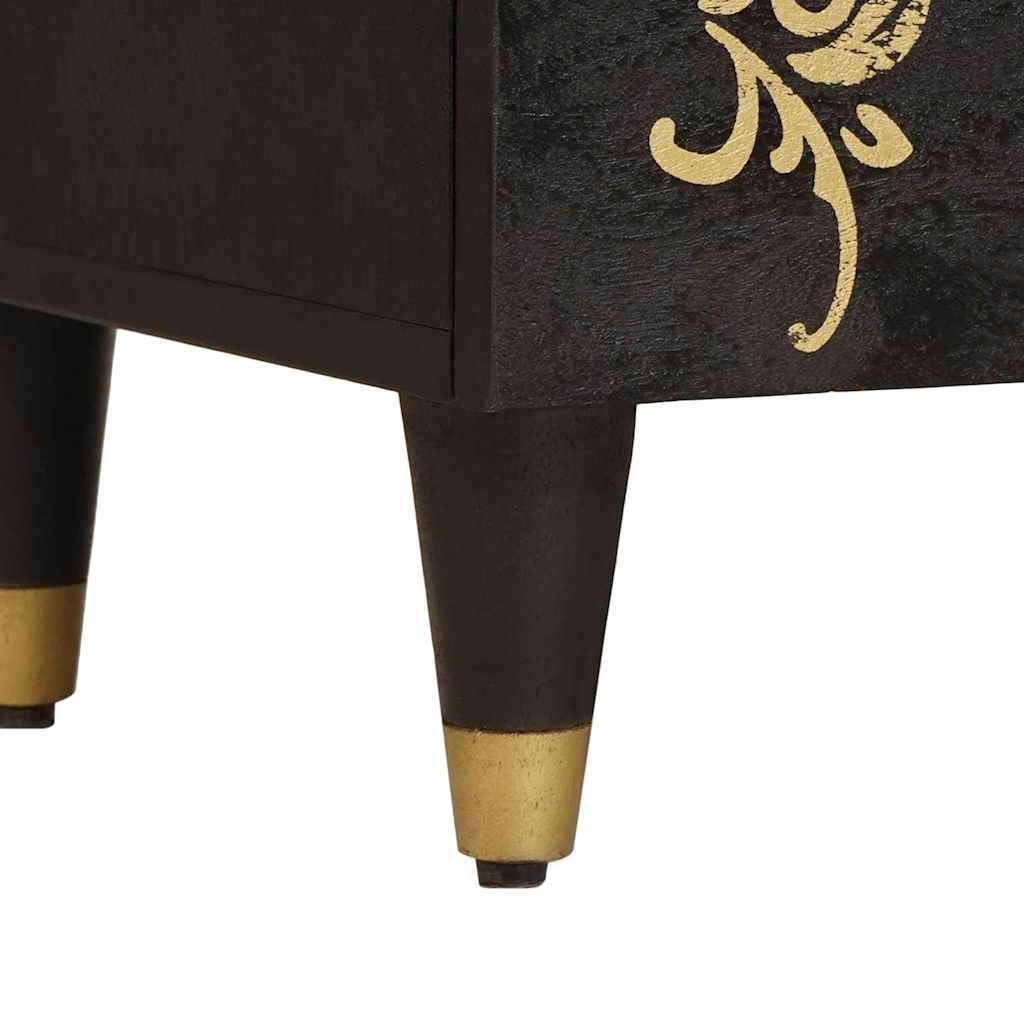 Noptiera cu usa Negru 50 x 33 x 60 cm Lemn de mango solid — imaginea 9