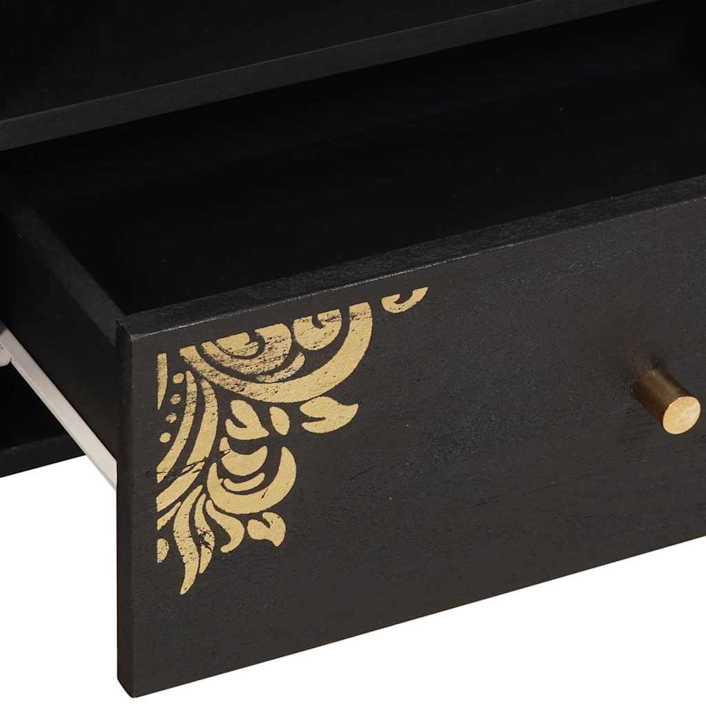 Cabinet TV cu sertar Negru 80 x 33 x 46 cm Lemn de mango solid — imaginea 8